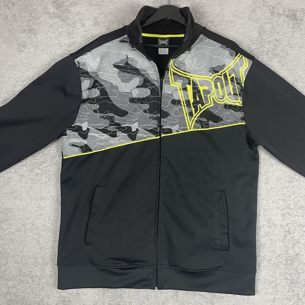 Tapout Jacket Mens XL Black Gray Camo Full Zip Track Athletic MMA Style